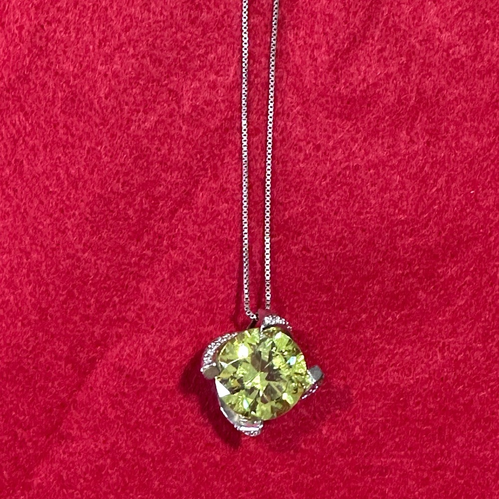 Simulated Peridot & cz 18” Necklace